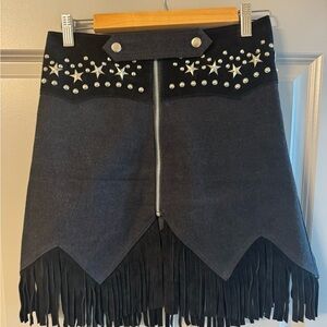 Black Fringe Skirt with Star Embellishments